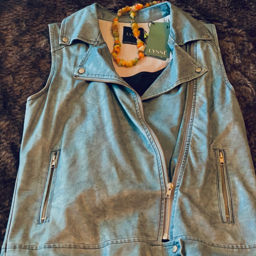 Lysse light blue wash moto vest. New with tags!
